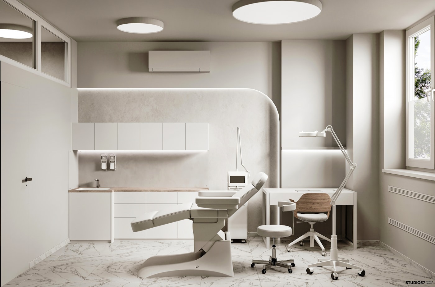 A clean, modern medical examination and treatment room